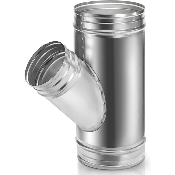 6" to 4" Branch Y-Shape Ducting Connector, 45 Degree Galvanized Duct Splitter, 3-Way Dust Collection Fitting for Exhaust Fan Dryer Vent Hose Split Ventilation