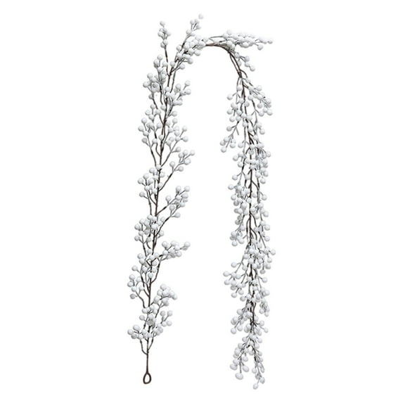 6.4 FT White Berry Christmas Garland, Artificial Berry Garland, Plastic Hanging Vine for Christmas Tree, Party, Window, Wall and Craft Home Decor(1PC)