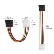 6" 4-Pin Molex Male To 15-Pin SATA Female Power Cable for PC Laptop Devices