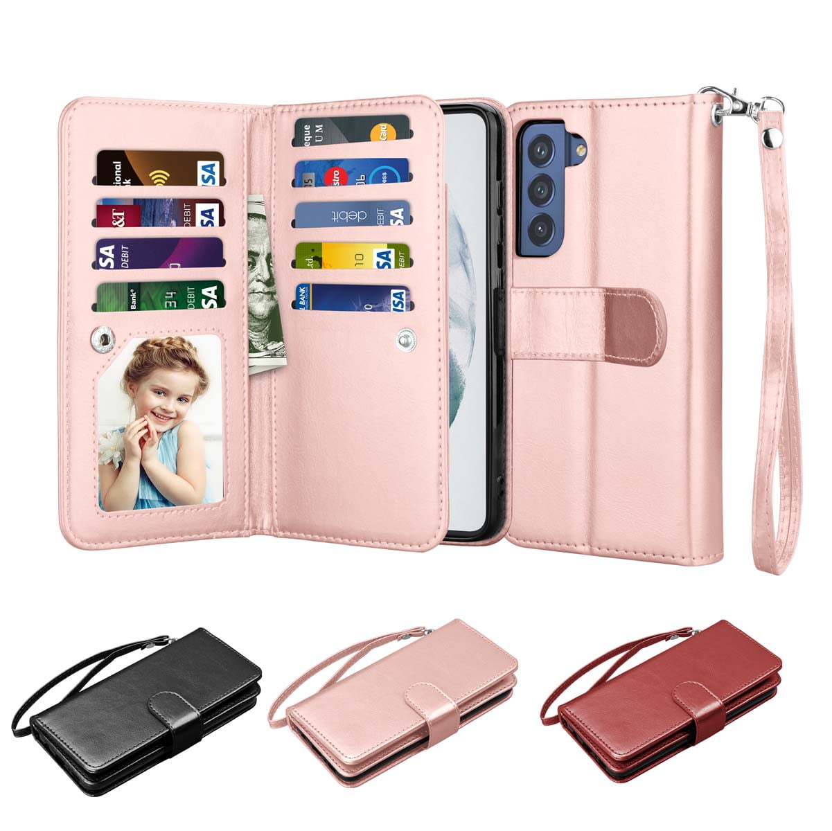 6.4" Samsung Galaxy S21 FE Folio Wallet Phone Cases Cover, Njjex Luxury