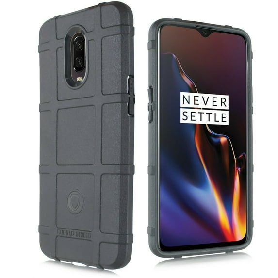 for 6.41" OnePlus 6T Shield Wrap Shockproof Hybrid Scratch Resistant Raised Bevel Design Enhance Camera and Tempered Stained Glass Screen Protection Armor Impact Bumper Phone Case Black