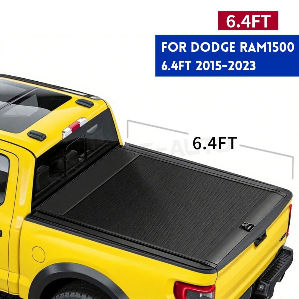 6.4FT Retractable Truck Bed Tonneau Cover Aluminum Fits 2015-2023 Dodge RAM 1500