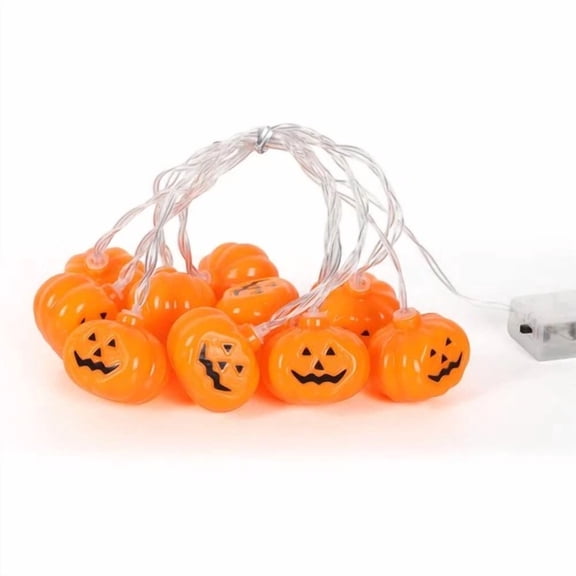 6.4Ft Pumpkin String Lights 10 Pack Orange Pumpkin Lantern Light Halloween Decor