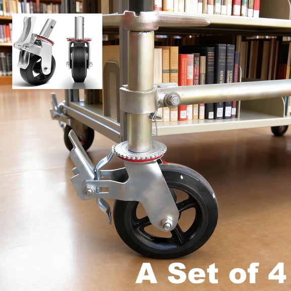 6"4PCS Heavy Duty Casters, 4500LBS Capacity Dual Brake, Scaffold Caster Wheels, for Workbench, Shelves