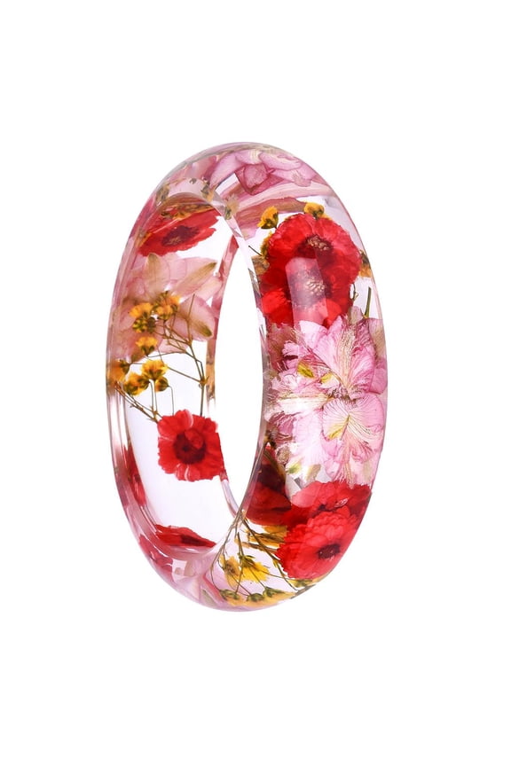 6.4cm / 2.52inch Inner Diameter Daisy Dried Flower Lucite Bangle For Women Gift