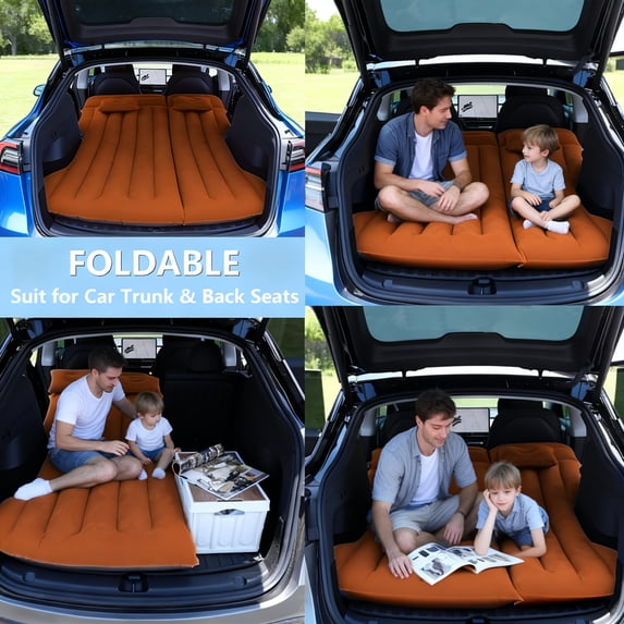 6.4ft Portable Foldable Inflatable Mattress, Ergonomic Design, Fits Tesla SUV, Truck, RV, Van & Rear Trunk, Ideal for Tent, Travel, Camping & Holiday Trips