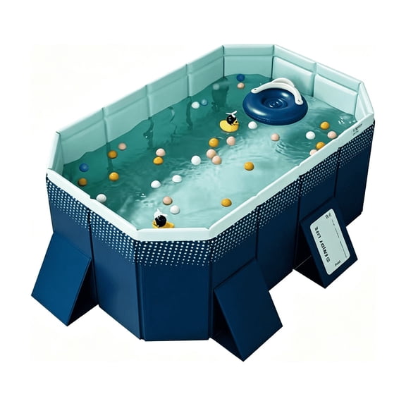 6.4x4.5ft Non-Inflatable Foldable Swimming Pool, 240Gal PVC Backyard Play Pool