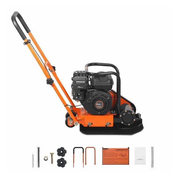 6.5 196CC Plate Compactor, 5600 VPM Vibrating Ground Rammer with 2360 lbs Compaction Force, 20.1 x 15 in Plate, Walk Behind Compactor for Paver Landscaping, Asphalt, Foundation, Soil
