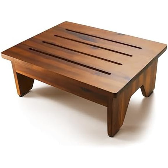 6.5" Wooden Step Stool for Adults (No Assemble Required)- 500 Lbs One Step Stools for High Bed Riser - Small Stepping Stool for Elderly, Seniors, Kid/Bathroom, Bed, Kitchen (Acacia)