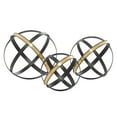 thumbnail image 1 of 6", 5", 4"H Black Metal Orb Geometric Sculpture with Gold Accents, by DecMode (3 Count), 1 of 11