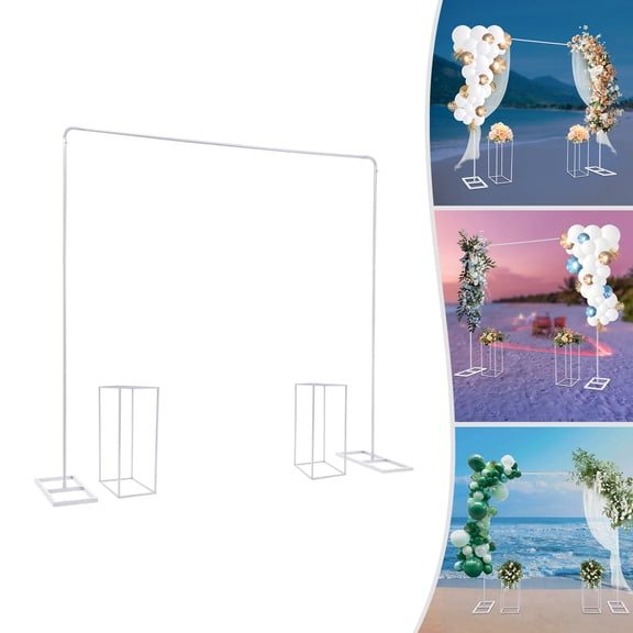 6.5*6.5ft & Two 9*23in Flower Stands, Backdrop Bracket Tube Kit, Wedding Arch, Backdrop Support System, Rear Backdrop Bracket for Party & Wedding Photography