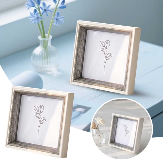 6.5*6.5inch Square Picture Frame, Wall and Desktop Display Photo Frame, Display Case Box for Memorabilia, Wedding Memories, Crafts and Photos