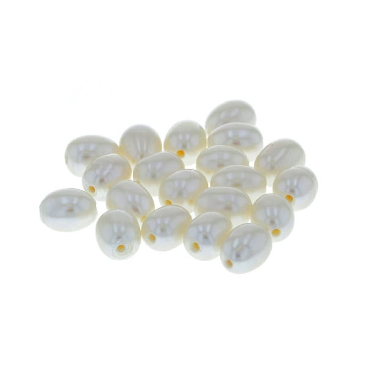 6.5-7mm Large Hole (1.2mm) White Rice Fresh Water Pearls - Pack of 20 ...