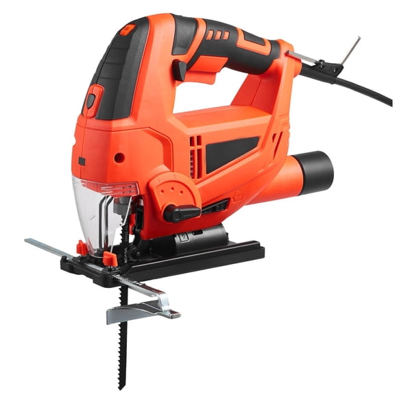 6.5 Amp 3000 SPM Electric Jigsaw with 6 Blades LED Light 6 Variable Speed 0-45 Degree Bevel Cuts 4 Orbital Settings for Wood and Metal Cutting