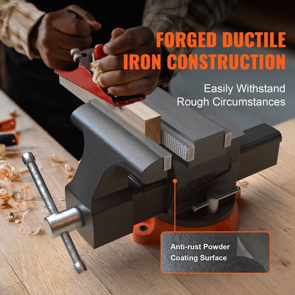 6.5" Bench Vise w/ 360Swivel Locking Base & Two-way Jaw Ductile Iron