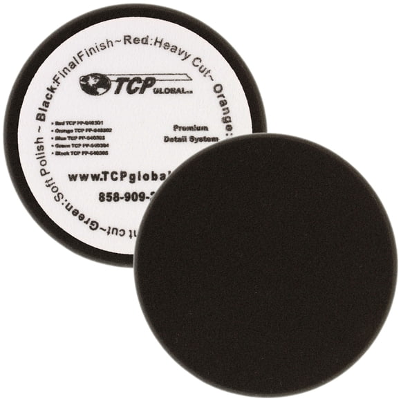 6.5" Black Flat Final Finishing Grip Foam Polish Pad - DA Hook & Loop Car Detail