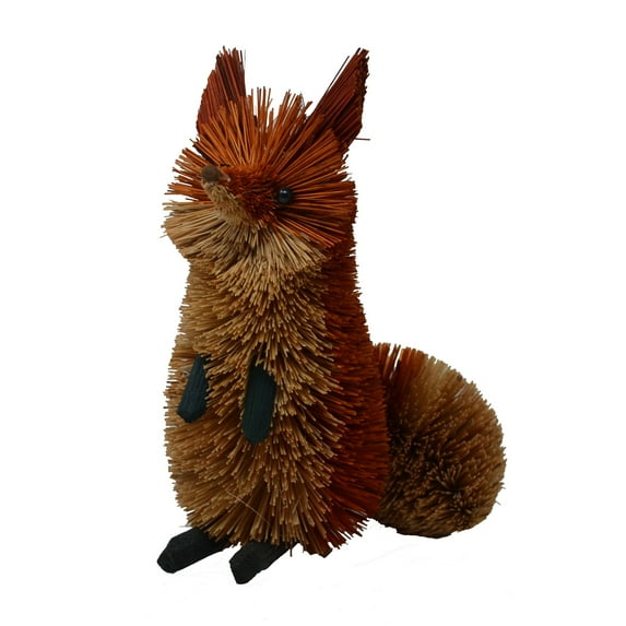 6.5" Bristle Brush Whimsical Handcrafted Brown Fox Sitting