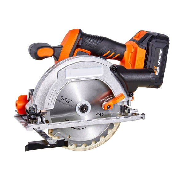6.5" Cordless Circular Saw Kit with Brushless Motor, 4700 RPM, 0-45 Bevel, LED, Battery and Charger Included