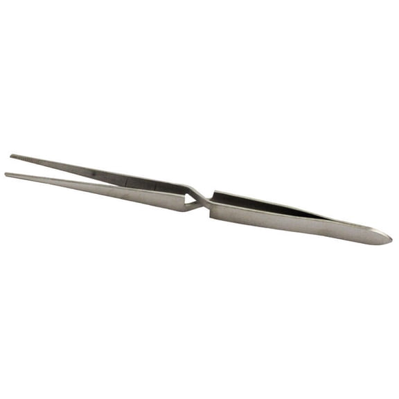 6.5" Cross Locking Tweezers Reverse Action Straight Tip Stainless Steel