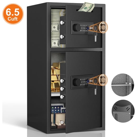 6.5 Cu ft Extra Large Home Safe Box, Anti-theft Money Safe Box With Deposit Slot & Dual Alarm System, Backlit Keypad Security Document Safe For Home Office