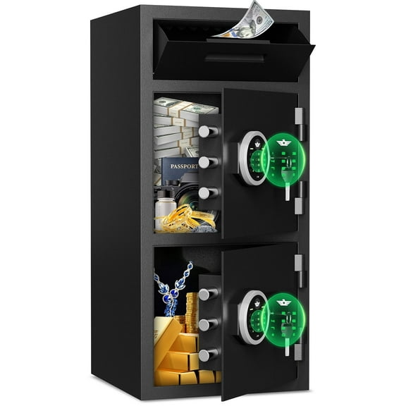 6.5 Cub Extra Large Home Safe Fireproof Waterproof, Deposit Box with Drop Slot, Drop Safes for Business, Large Money Box with Digital Backlit Keypad and Mute Mode for Home Office