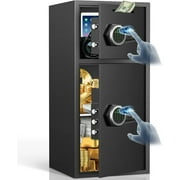 6.5 Cub Large Home safe Fireproof Waterproof, Biometric Safe Box with Slot & Metal Deposit Storage Box, Money Box with Dual Alarm System & Mute Mode for Valuables