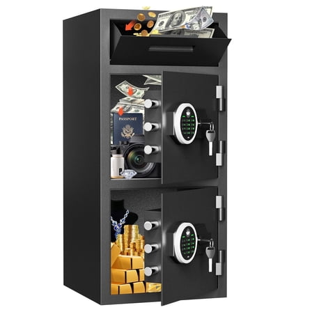 6.5 Cub Safes Box, Fireproof Safes For Home, Fireproof Safes For Home With Double Door & Key Hook, With Backlit Keypad & Dual Alarm For Home Office Business Home Safes