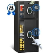 6.5 Cuft Extra Large Home Safe Box Fireproof Waterproof, Fingerprint Safe, Home Security Safes Box with Adjustable Shelf & Deposit Slot, Money Safes with Backlit Keypad & Dual Alarm for Home Office