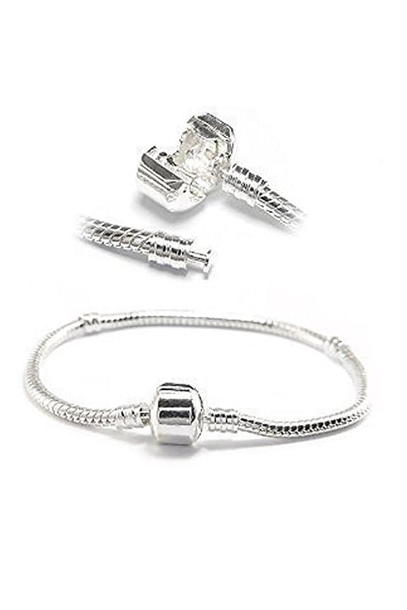 6.5" European Snake Chain Charm Bracelets Silver Plated