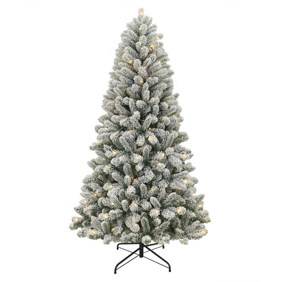 6.5' Pre-Lit Green Flocked Frisco Pine Artificial Christmas Tree with 250 Color-changing LED Lights, by Holiday Time