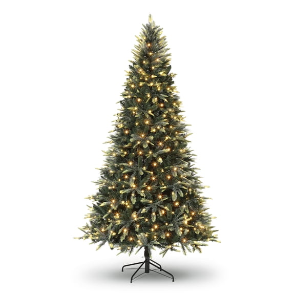 6.5 FT Pre-Lit Slim Pencil Christmas Tree with 300 Warm White LED Lights, Realistic PE & PVC Sections, Collapsible Metal Stand – Fire-Resistant Holiday Decor for Home, Office, Porch, Party