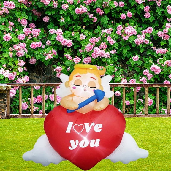6.5 FT Valentines Day Outdoor Decoration Inflatable Angel with Love Heart, Valentines Blow Up Yard Decorations Valentines Gift for Home Wedding Party Décor