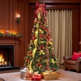 thumbnail image 1 of 6.5 Ft Pre-lit Christmas Tree - Fully Decorated Pull Up with Remote, 200 LED Lights, Holiday Party Decor, 1 of 8