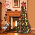 thumbnail image 1 of 6.5 Ft Pull Up Christmas Tree with Remote, 200 LED Lights, Ornaments, Red&Gold Ribbon, Bows, Collapsible Xmas Trees Holiday Party Decor, 1 of 9