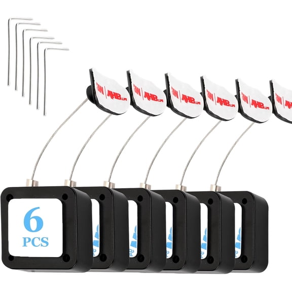 6.5 Ft Retractable Remote Control Safety Lock Tether, Leash with Adjustable Strap for TV Remotes, Game Controllers, and Tablets - Perfect Showrooms (Pack of 6)