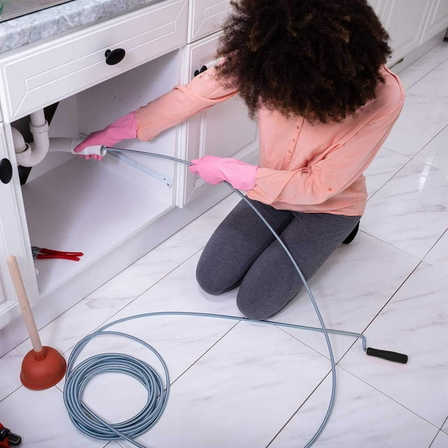 6.5 Ft Spiral Drain Opener Spring Wire Rod Auger Snake Pipe Unclog Sink,Tub, Toilet, Shower