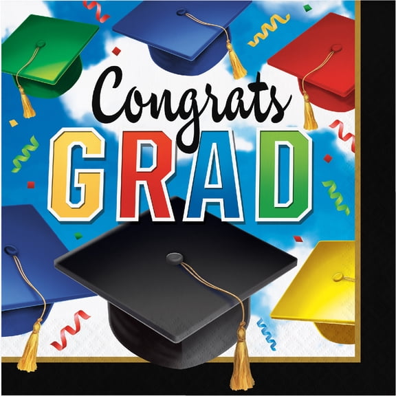 6.5 Graduation Celebration Luncheon Napkins - Multicolor (16ct)