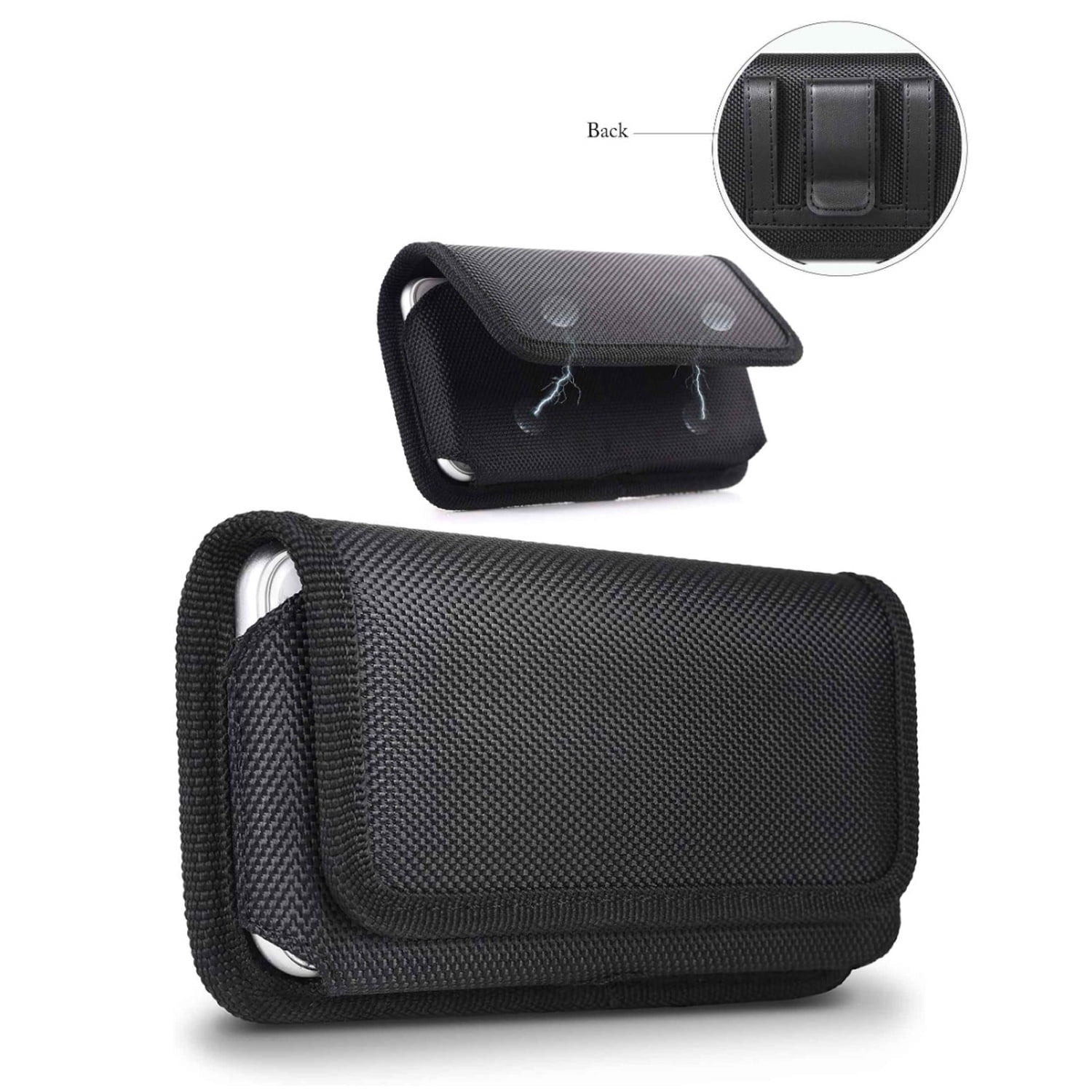 6.5" Horizontal Magnetic Nylon Cell Phone Belt Clip Pouch