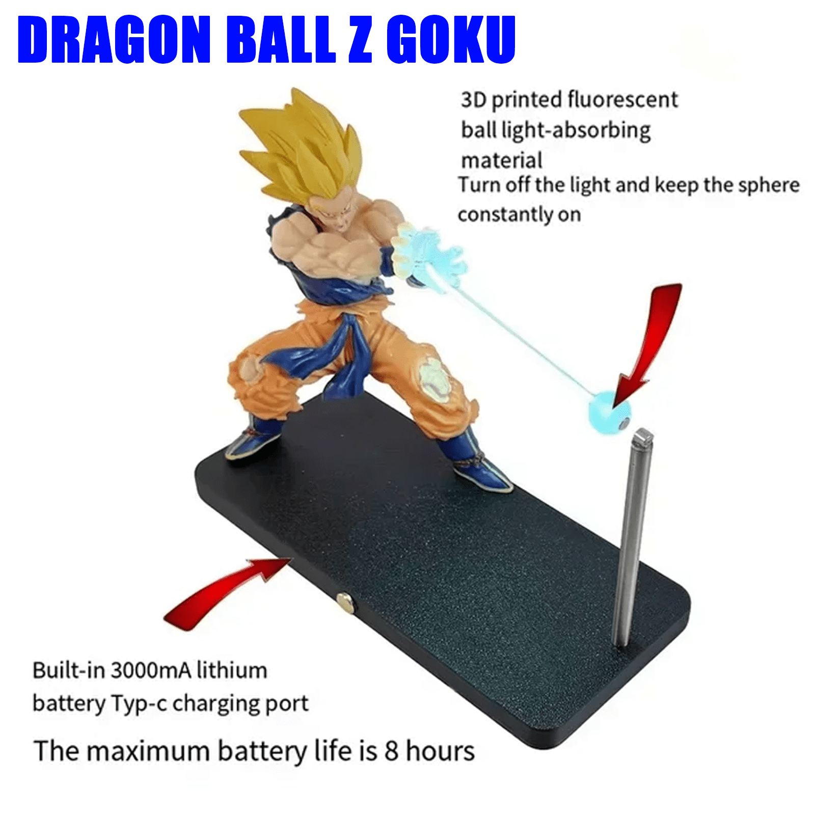 6.5 INCH Exquisite Dragon Ball Z Son Goku Kamehameha Magnetic Touch ...