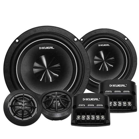 6.5 Inch 2-Way Component Car Speaker System, Pair Car Audio Component Speakers with Woofer, Tweeter & Crossover, OEM Replacement Car Door Speakers