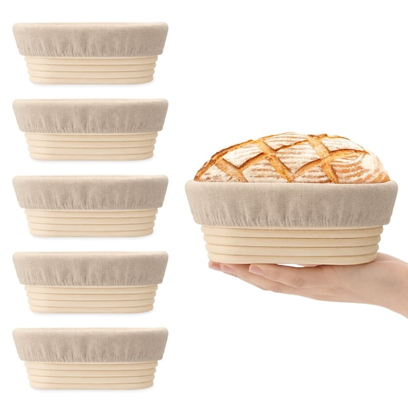 6.5 Inch Banneton Bread Proofing Basket Oval Mini Set Of 6 Small Sourdough With Liner Rattan Baking Supplies For Home