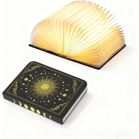 6.5 Inch Book Lamp, Book Lovers Gts Book Light, 3 Colors Foldable Book Lamp, Embossed Cover Design, Rechargeable Folding Book Light, Perfect Bookish Decor & Book Lovers, Women or Friend Gt Choice