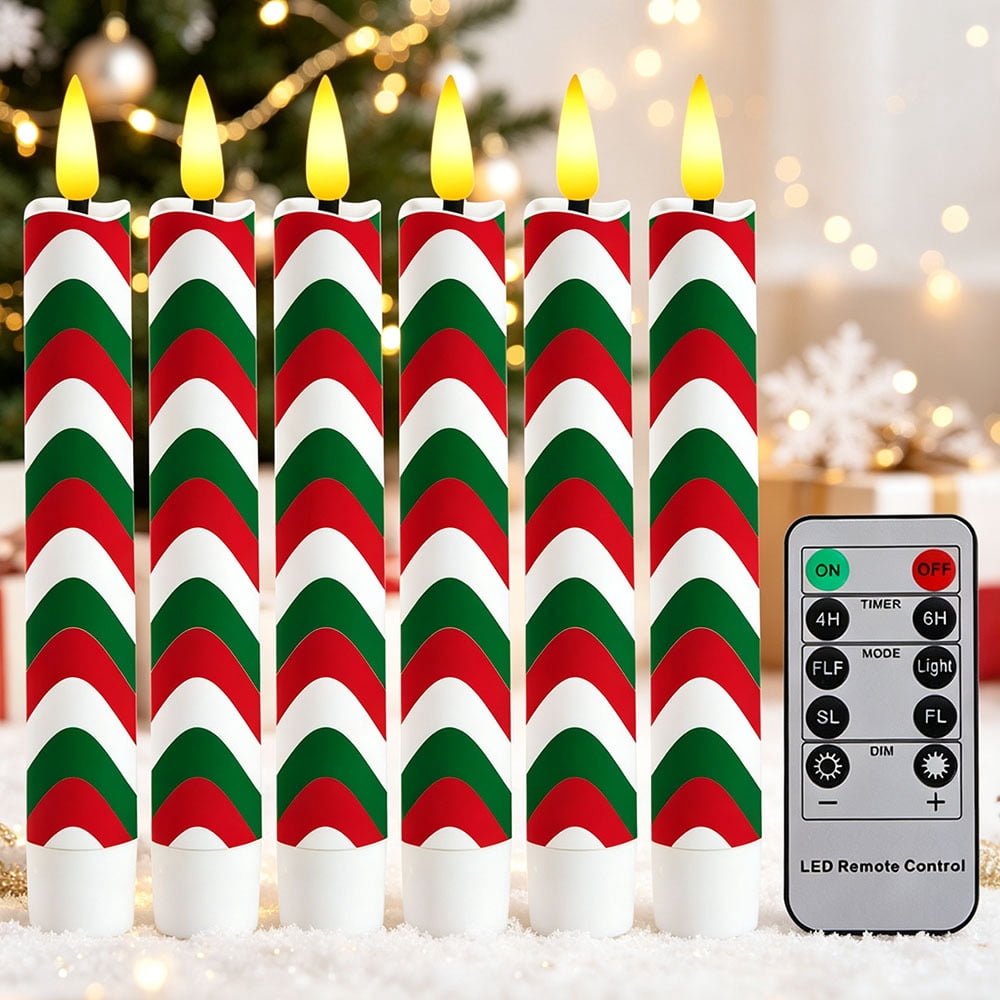Command Candles 6.5 Inch Christmas LED Taper Candles with Remote Control, Battery ...
