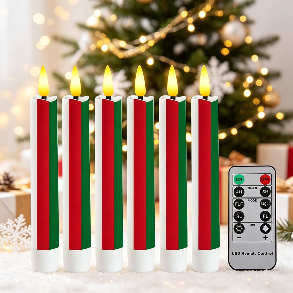 Skip Remote Operating 6.5 Inch Christmas LED Taper Candles with Remote Control, Battery ...