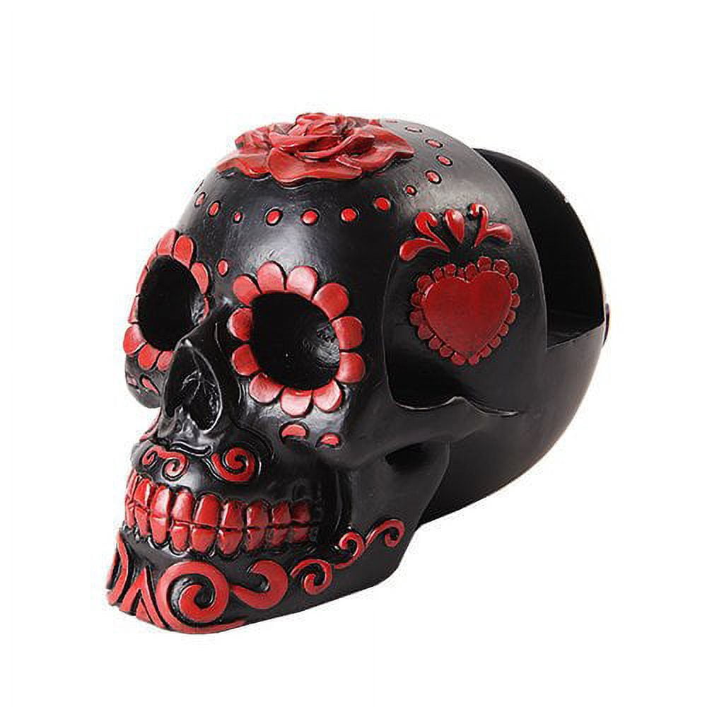 PTC Day Of The Dead Business Card Holder – Hand-Painted Resin – 6.5 Inch – Black