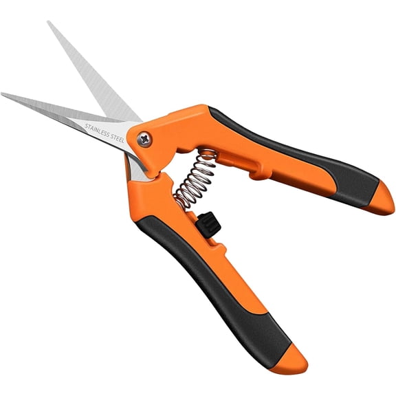 6.5 Inch Gardening Scissors Hand Pruner Pruning Shear with Straight Stainless Steel Blades Orange 1-Pack