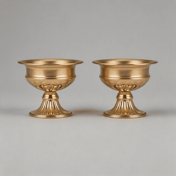 6.5-Inch Gold Vases for Centerpieces, 2-Pack Metal Vintage Compote Vase Set for Wedding Table Centerpieces
