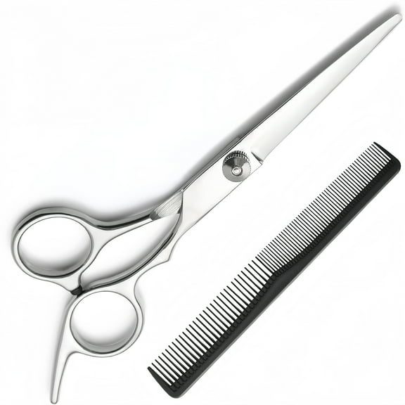 Hair Cutting Scissors,6.5 Inch Professional hair cutting Set ,Thinning Shears Kit, Grooming Haircut Kit,Right Left Handed Barber Scissors-Silver