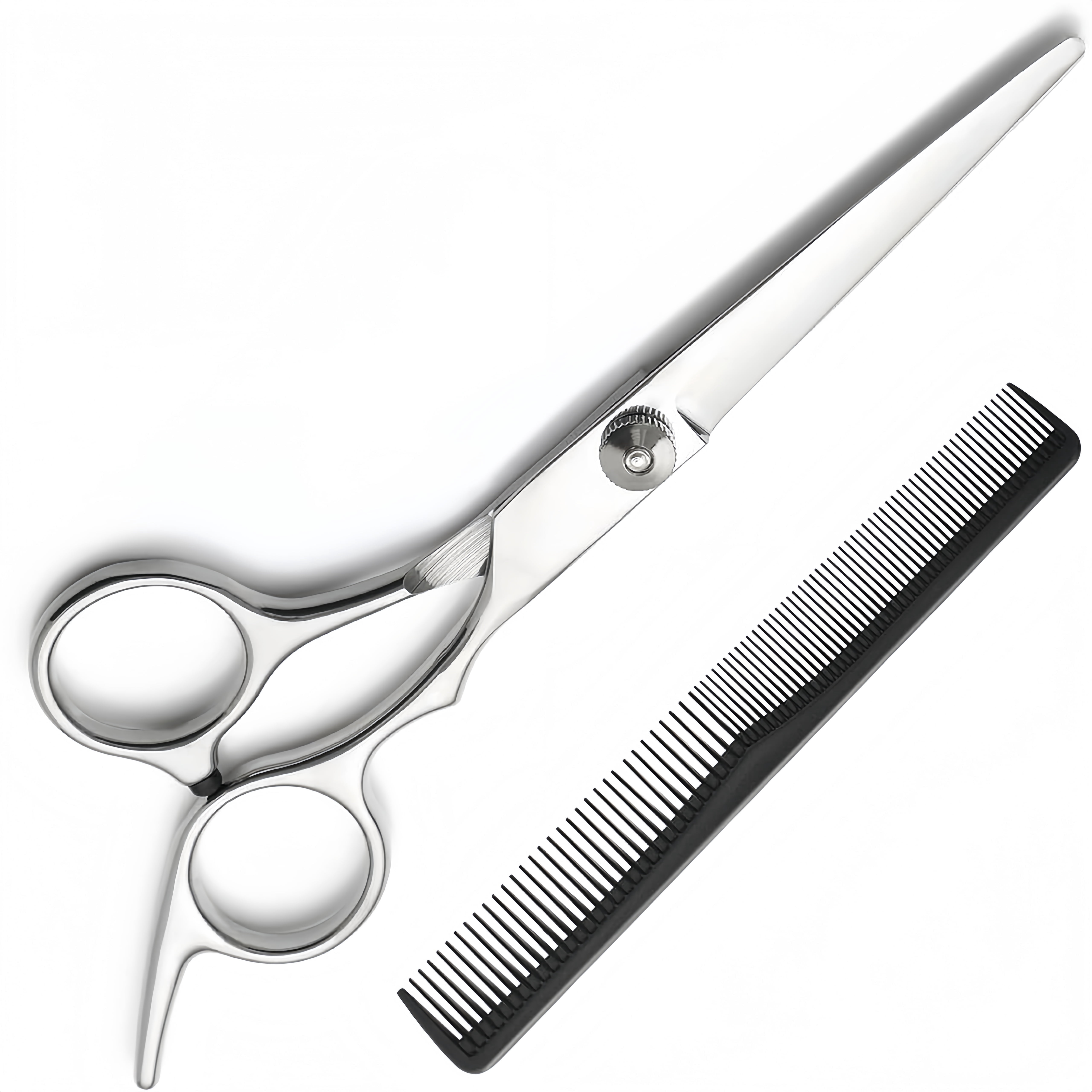 Hair Cutting Scissors,6.5 Inch Professional hair cutting Set ,Thinning Shears Kit, Grooming Haircut Kit,Right Left Handed Barber Scissors-Silver