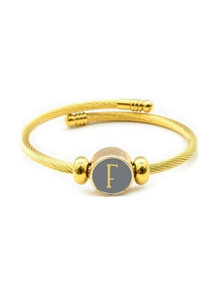 Gold Tone Reversible Colorful Initial Bracelets By Pink Box - Red